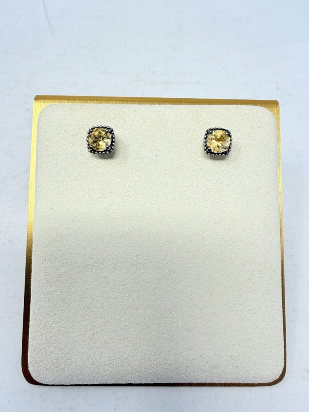 Shop LC Yellow Brazilian Citrine Square Sterling Silver Stud Earrings 5536